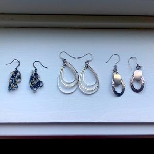3 pairs of metal earrings